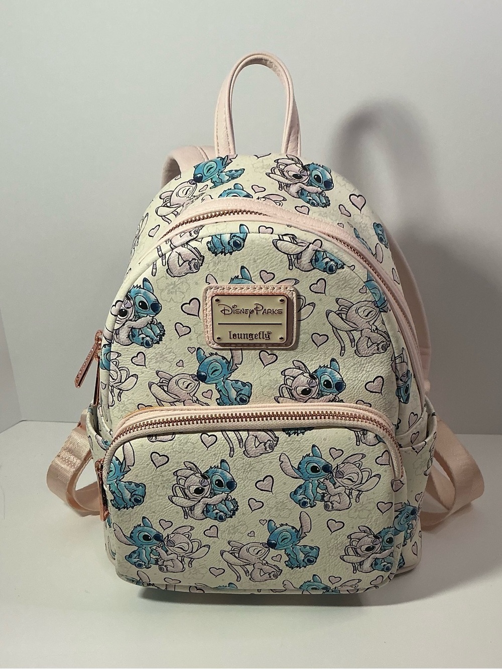 Disney Parks Loungefly Stitch & Angel Mini Backpack Cream
